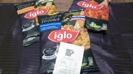 Nun ist es an der Zeit unsere iglo Kassenbons hochzuladen.