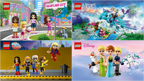 Vier verschiedene kreative LEGO Spielwelten.