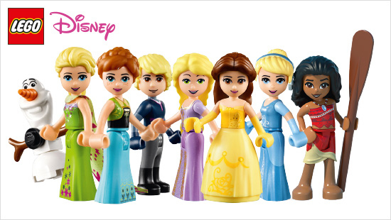 LEGO Disney Spielwelten lassen Märchen wahr werden – z. B. mit Cinderella, Belle, Rapunzel oder Elsa und Anna aus Disney‘s „Die Eisprinzessin“.