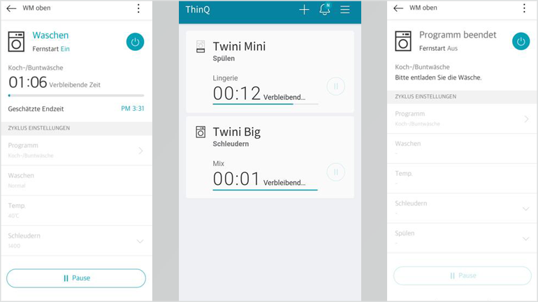 Steuerung der LG TWINWash™ per LG ThinQ™ App