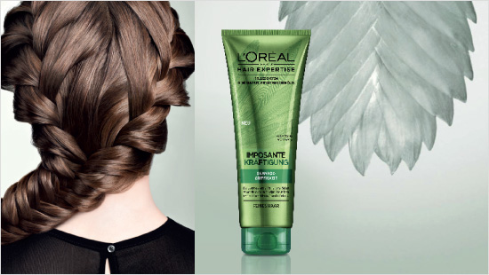 Hair Expertise Imposante Kräftigung: Kräftigungs-System ohne Sulfate, mit botanischem Rosmarin- und Jojobaöl sowie  revitalisierendem Sandelholz-Duft.