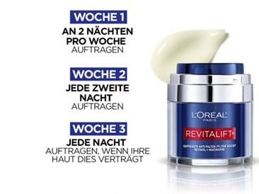 Anwendung: Revitalift Laser Gepresste Anti-Falten Nachtpflege mit Retinol + Niacinamid