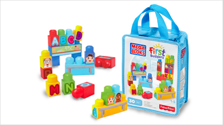 Die Thementasche "Bauen und Buchstabieren" fördert die Sprachentwicklung der Kleinen, das Erkennen von Buchstaben, sowie grundlegende Rechtschreibkenntnisse. 