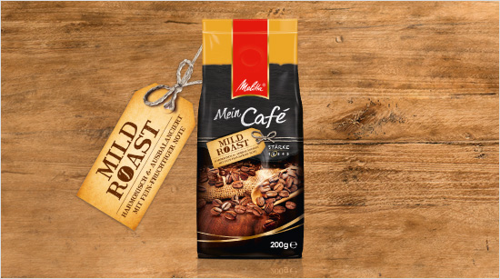  Sanft geröstete Kaffeebohnen verleihen der Sorte Mein Café Mild Roast eine fein-fruchtige Note.