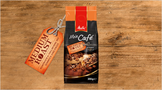  Mittelstark geröstete Bohnen geben Mein Café Medium Roast ein nussiges Aroma.