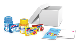 Startpaket im trnd-Projekt mit Mentos Kaugummi.