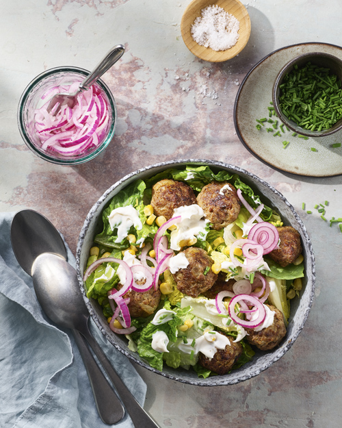 Hackbällchen Salat mit Miracel Whip