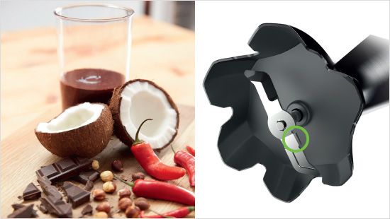 Kulinarische Herausforderungen meistert der MultiQuick 9 auch dank seiner extra großen Schneidefläche und der zusätzlichen Mahlklinge auf dem Püriermesser – so kann mehr in kurzer Zeit zerkleinert werden.