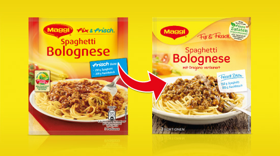 Damit Dir die Maggi Produkte in neuer Qualität direkt im Supermarktregal ins Auge fallen, wurde auch die Verpackung moderner und zeitgemäßer gestaltet.
