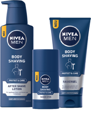 Die neue NIVEA MEN Pflegeserie für die männliche Körperrasur.