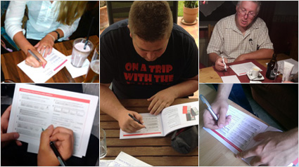 Die Mittester beim Ausfüllen der MaFo-Bögen.