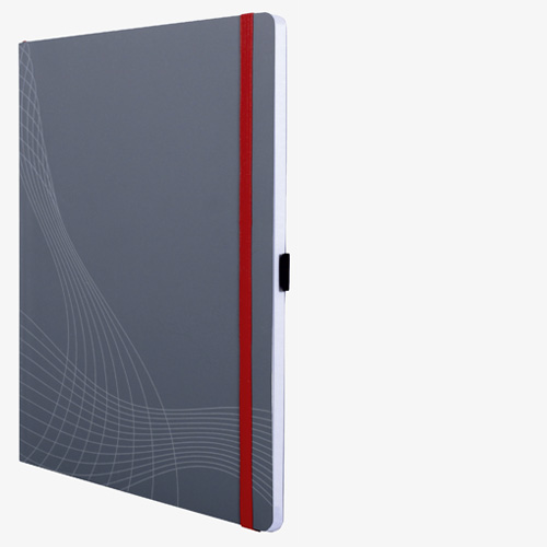 notizio Notizbuch gebunden, kariert, Softcover, grau