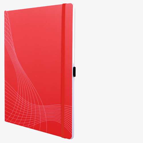 notizio Notizbuch gebunden, kariert, Softcover, rot