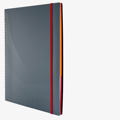 notizio Notizbuch spiralgebunden, liniert, Kunstoff-Cover, grau 