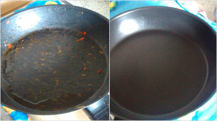 Pril Kraft-Gel gegen Fett und Stärke im Vorher-Nachher Test.