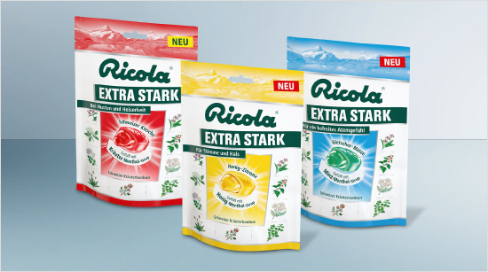 In diesem trnd-Projekt lernen wir die drei Sorten Ricola EXTRA STARK mit extragroßer, flüssiger Füllung kennen.