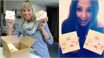 Die Startpakete mit den Schokowürfel weiss von Ritter Sport treffen bei uns ein.