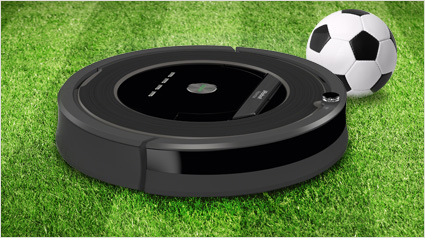 Roomba 880 im Stadion: Der Abstauber bringt Höchstleistung.