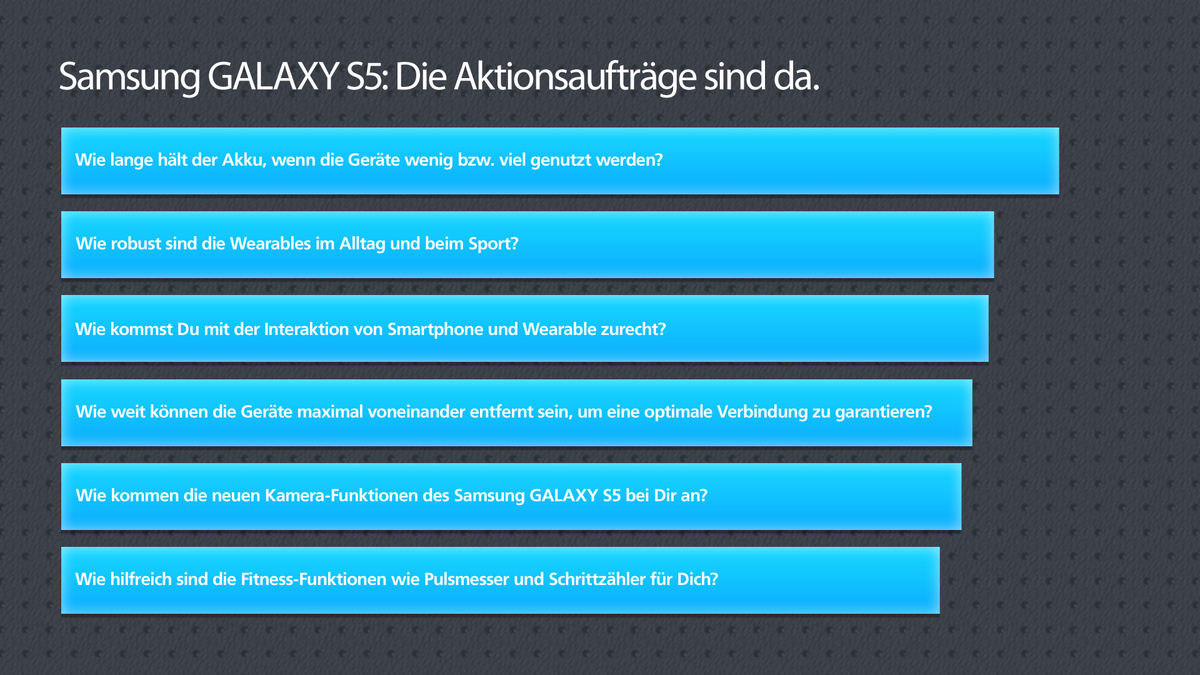 Aktionsaufträge Samsung Galaxy S5