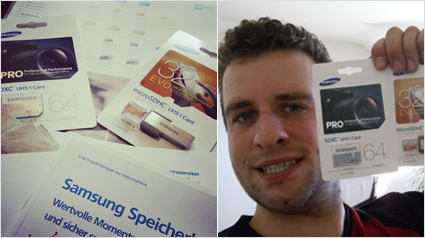 Die Ausstattungen mit den Samsung Speicherkarten kommen an.