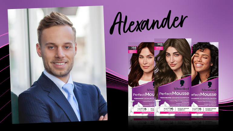 Alexander von Schwarzkopf begrüsst uns zum Projekt mit der Perfect Mousse Permanente Schaumcoloration