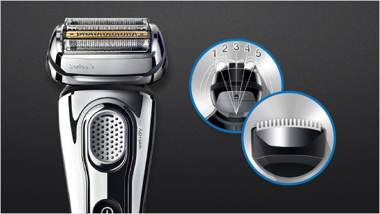 Der Präzisionstrimmer und 5-fach verstellbare MultiHeadLock Scherenkopf ermöglichen ein exaktes Styling.