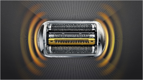 Der SyncroSonic Scherkopf ist flexibel und um 40° schwenkbar, sodass er sich allen Gesichtskonturen ideal anpasst.