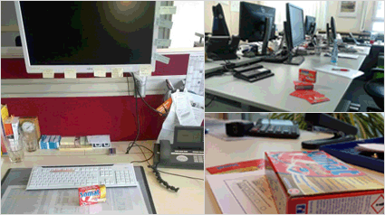 Proben der Somat Gold Tabs machen sich auch gut am Arbeitsplatz.