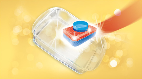 Dieser sorgt für glänzend sauberes Geschirr: Sowohl Reiniger als auch Klarspüler und Salzfunktion sind in dem mulitfunktionalen Somat Gold Tab miteinander vereint.