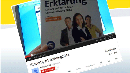 Wir können die SteuerSparErklärung 2014 auf verschiedenen Wegen bekanntmachen - zum Beispiel auf Youtube.