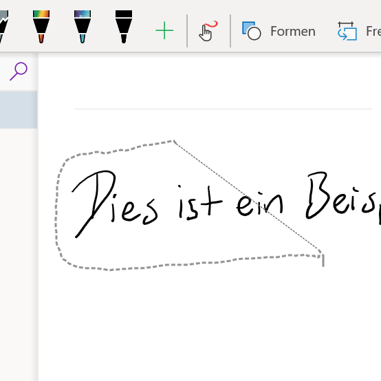 Mit der "Lassoauswahl" einen Rahmen um den handschriftlich verfassten Text ziehen