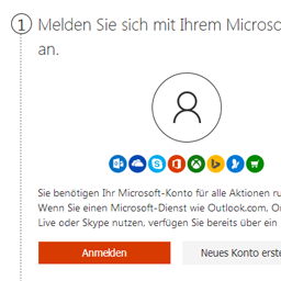 Schritt 2: Microsoft-Konto erstellen oder einloggen