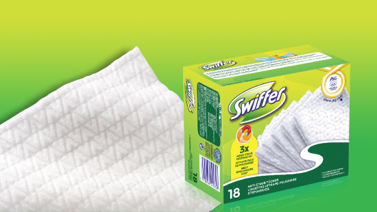 Die trockenen Swiffer Boden-Staubtücher laden sich beim Wischen elektrostatisch auf und halten mit einer einzigartige 3D-Struktur Staub, Schmutz und Haare fest.