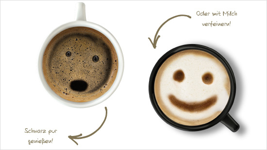 Durch den säurearmen Rohkaffee und die spezielle Röstung von Tchibo FOR BLACK ´N WHITE ist dieser Kaffee besonders gut geeignet, ihn schwarz oder mit Milch verfeinert zu genießen. 