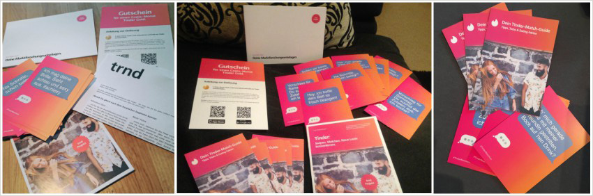 Es kann losgehen: Die Tinder trnd-Partner Ausstattungen treffen ein.