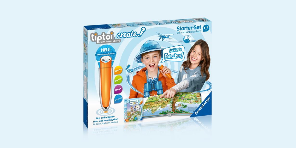 ... können sie z. B. Geräusche erfinden und interaktiv ihre eigene tiptoi<sup>®</sup> Welt gestalten! Der Stift ist im tiptoi<sup>®</sup> CREATE Starterset enthalten. 
