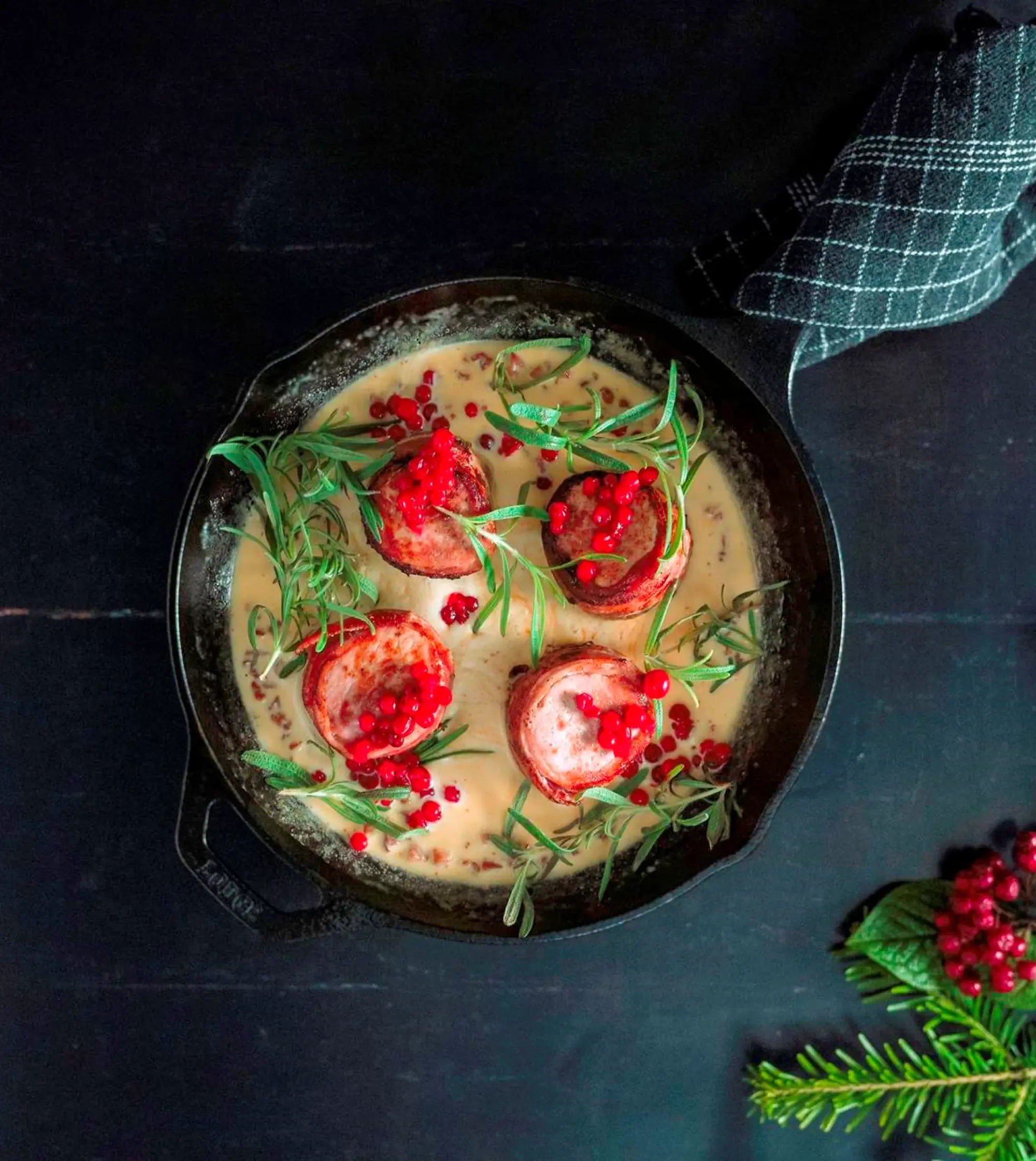 Schweinefilet mit Bacon in Pilz-Sahnesauce