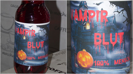 Schaurige Halloween-Etiketten für die Party.