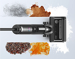 Wischen und Saugen in einem Schritt   