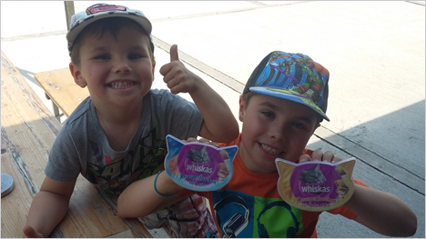 Wir machen die Whiskas Knuspertaschen bekannt.