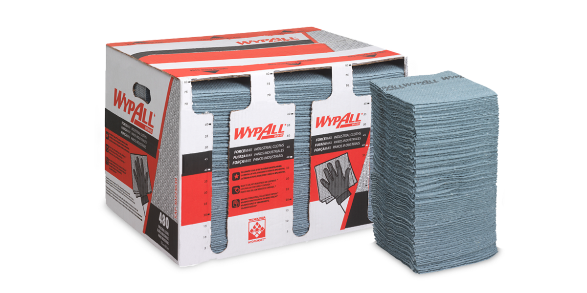 Die WypAll* ForceMax Industrie-Wischtücher in der Aktionsphase.