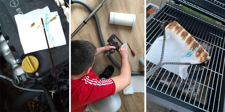 ... oder zum Reinigen von Auto, Grill und Co. – Zewa Wisch&Weg hält, was es verspricht!