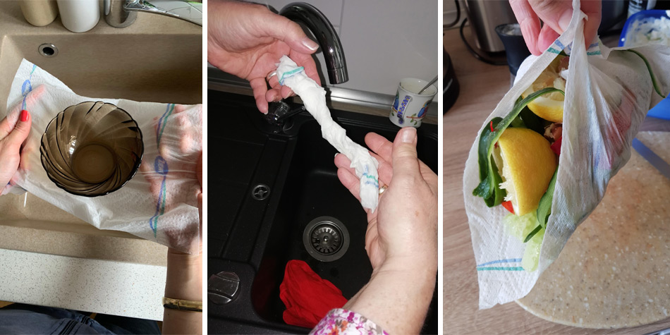 Verschiedene Anwendungen von Zewa Wisch&Weg