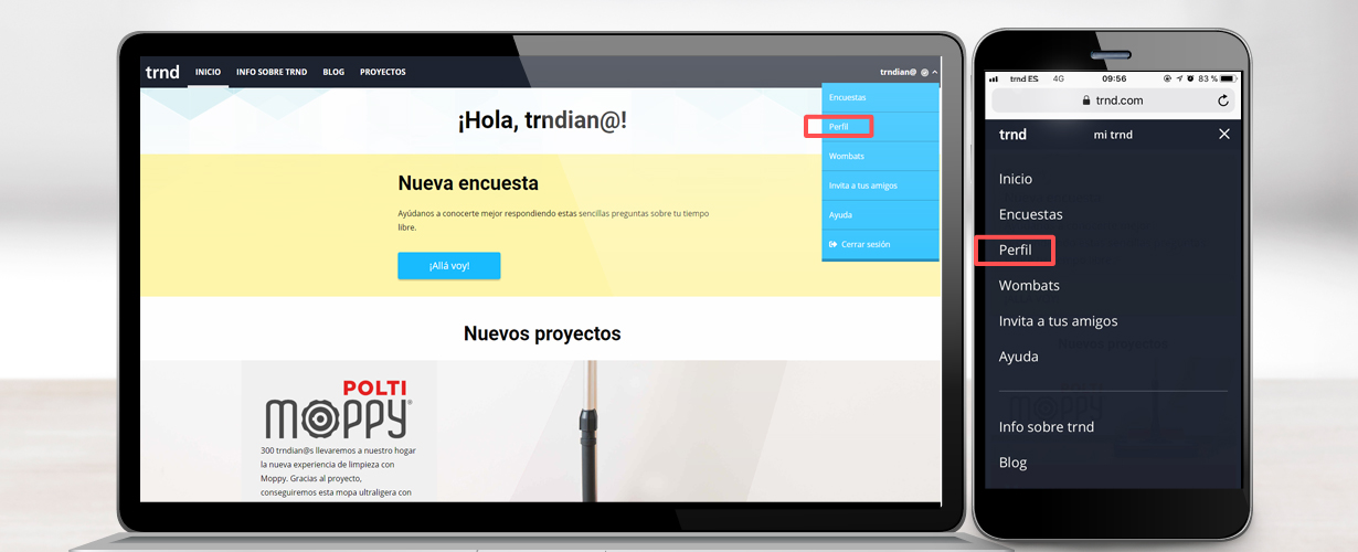 Arriba a la derecha, haremos clic en el menú desplegable y accederemos a la casilla "Perfil".