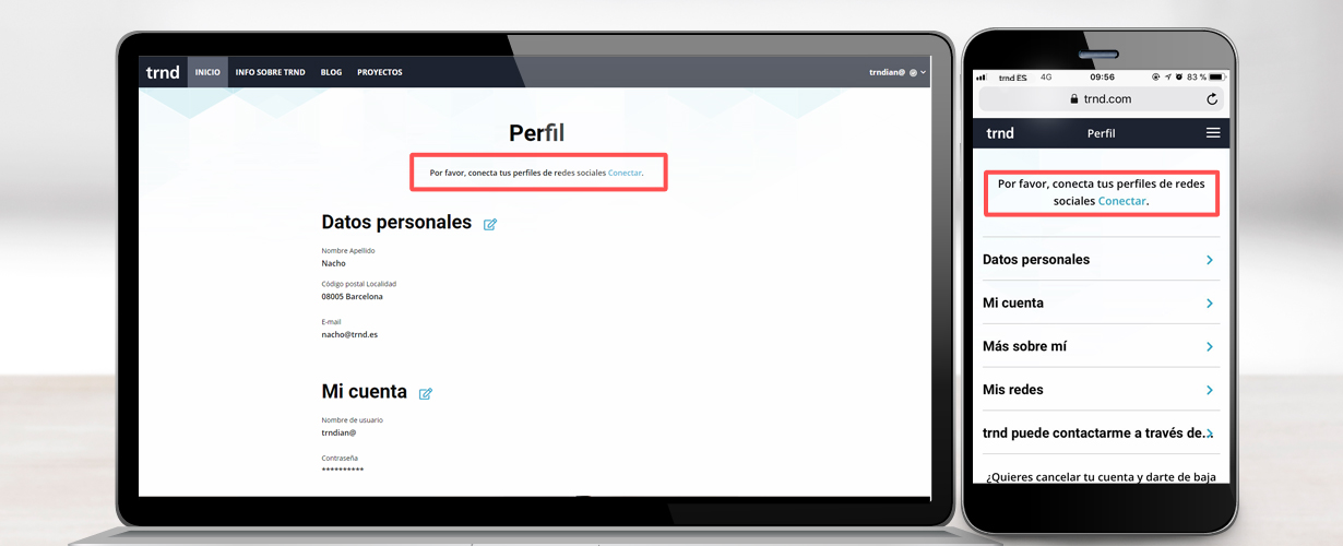 En la parte superior aparecerá un mensaje para activar la conexión entre nuestras cuentas. Haremos clic en "Conectar".