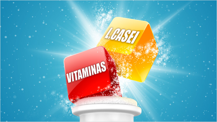 … con L. Casei y, además, vitamina D que ayuda a las defensas y vitamina B6 que también ayuda a reducir el cansancio y la fatiga…