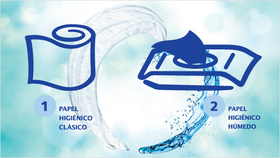 … el complemento ideal del papel higienico clásico, para un ritual completo al salir del baño disponible en dos variedades…