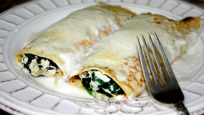 Canalones con espinacas