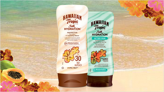 Hawaiian Tropic Silk Hydration es la primera línea de productos solares con cintas de seda hidratantes…