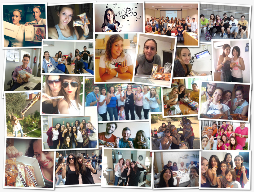 Los participantes y su entorno degustando Mentos Choco